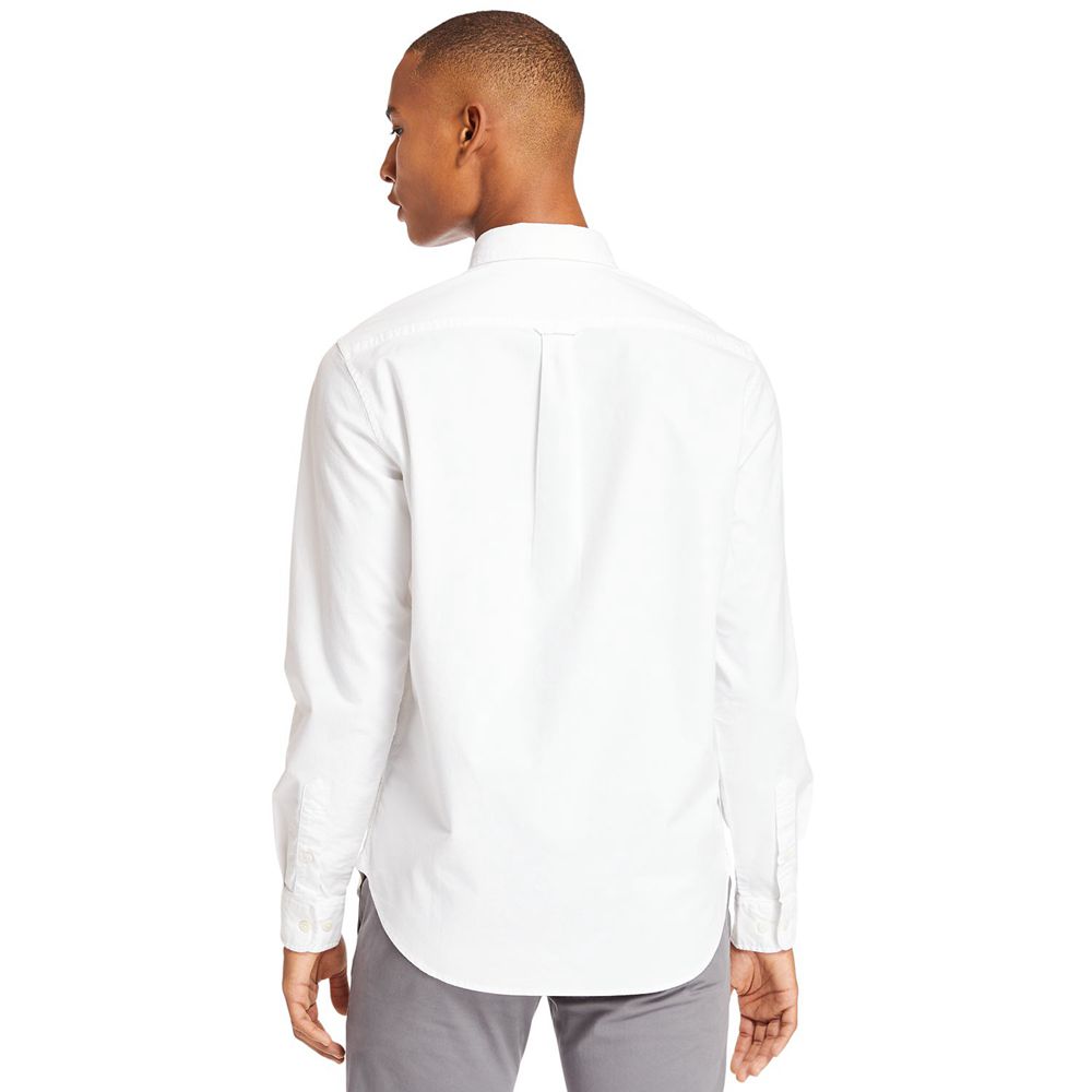 Timberland Mens Shirts Long Sleeve Stretch Oxford - White - India OB6589731